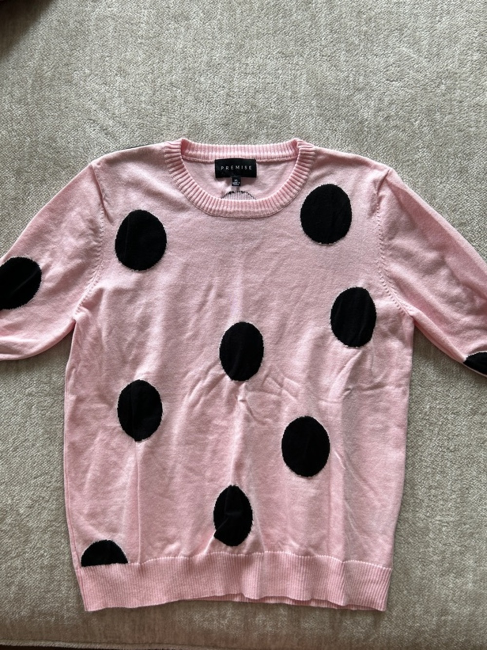 Premise Pink Sweater with Black Polka Dots